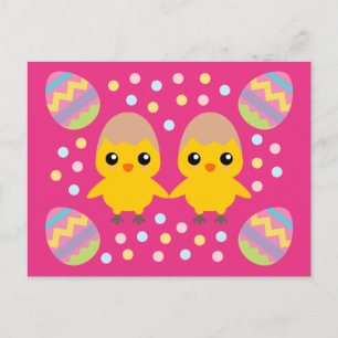 Happy Easter Cute Chicks Postcard