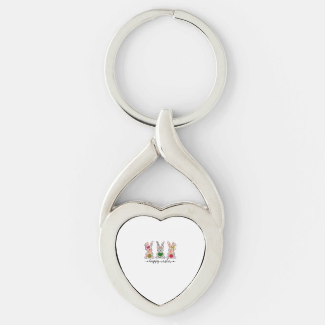 Happy Easter Cute Coquette Easter Bunny Rabbit Wom Key Ring (Front)
