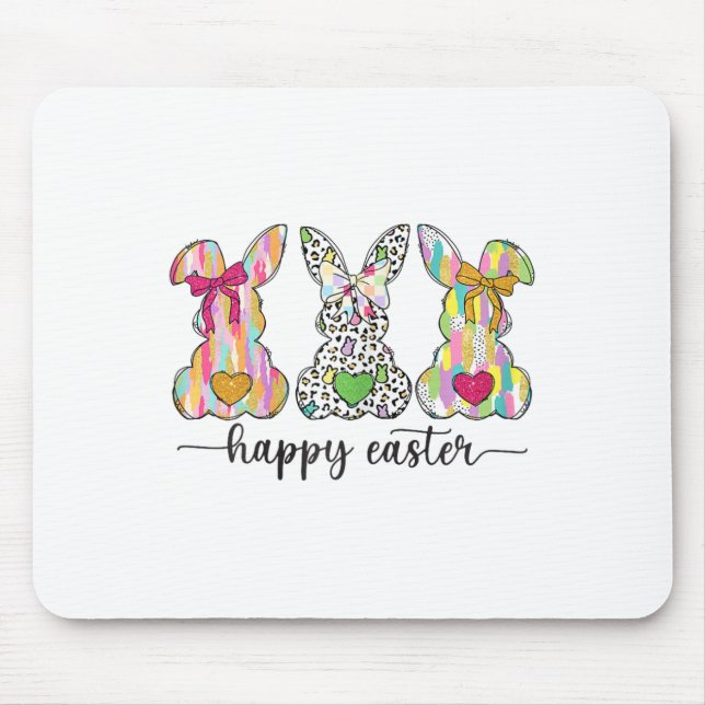 Happy Easter Cute Coquette Easter Bunny Rabbit Wom Mouse Pad (Front)