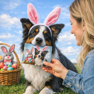 Happy Easter Cute Dog Holiday Greeting  Card