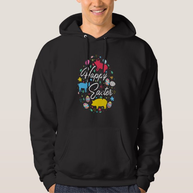 Happy Easter Cute Easter Eggs Shape Collection  Pi Hoodie (Front)
