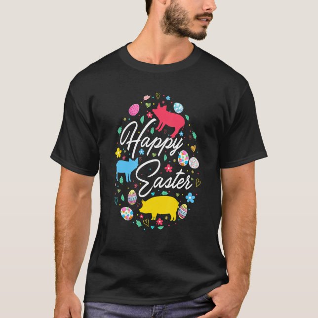 Happy Easter Cute Easter Eggs Shape Collection  Pi T-Shirt (Front)