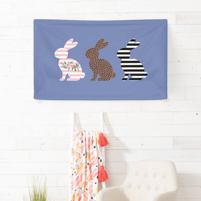 Happy Easter Cute Easter Leopard Bunny Rabbit  Banner (Insitu)