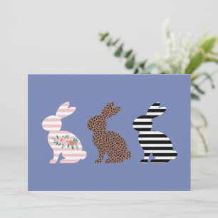 Happy Easter Cute Easter Leopard Bunny Rabbit  Holiday Card