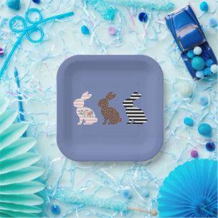 Happy Easter Cute Easter Leopard Bunny Rabbit  Paper Plate