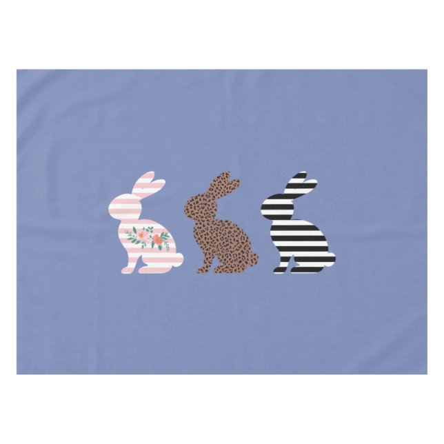 Happy Easter Cute Easter Leopard Bunny Rabbit  Tablecloth (Front (Horizontal))