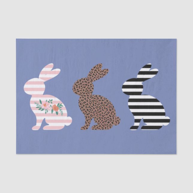 Happy Easter Cute Easter Leopard Bunny Rabbit  Tissue Paper (Front)