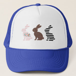 Happy Easter Cute Easter Leopard Bunny Rabbit Trucker Hat