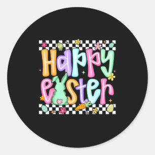 Happy easter cute eggs bunny preppy women girls classic round sticker