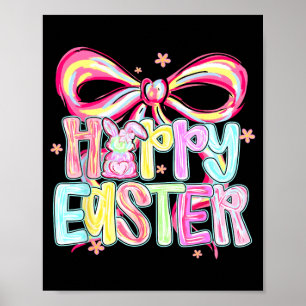 Happy easter cute eggs bunny preppy women girls poster