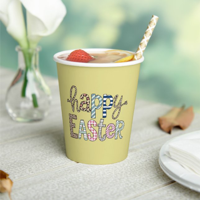 Happy Easter Cute Floral Bunny Spring Leopard Paper Cups (Insitu)