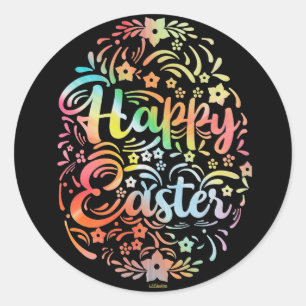 HAPPY EASTER cute floral easter egg gift idea Classic Round Sticker