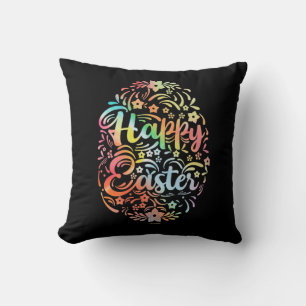 HAPPY EASTER cute floral easter egg gift idea Cushion