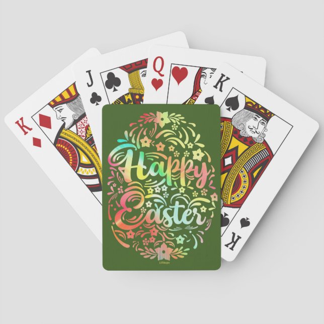 HAPPY EASTER cute floral easter egg gift idea      Playing Cards (Back)