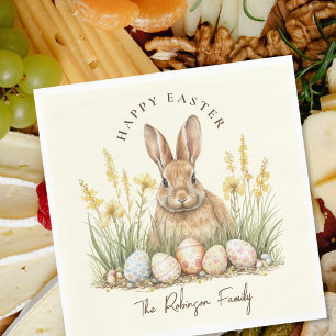 Happy Easter Cute Floral Spring Rabbit Napkin