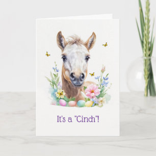 Happy Easter Cute Foal Pony Horse with Flowers Holiday Card