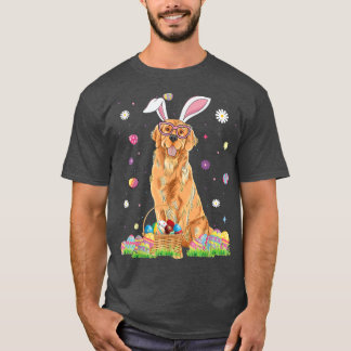 Happy Easter Cute Golden Retriever Bunny Ears Dog  T-Shirt