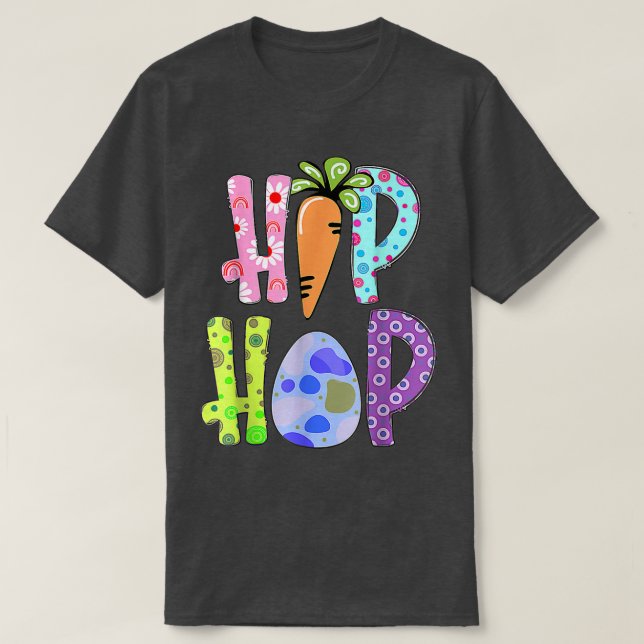 Happy Easter Cute Leopard Bunny Hip Hop Easter Bun T-Shirt (Design Front)