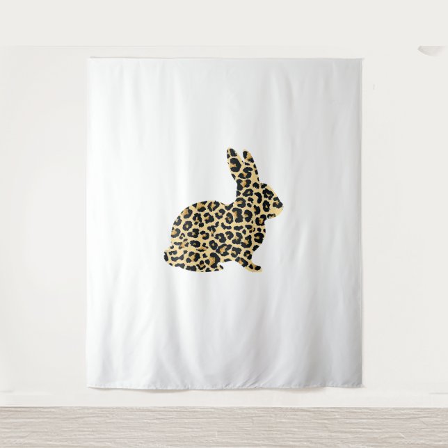 Happy Easter Cute Leopard Bunny Rabbit _1 Tapestry (Front)