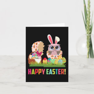 Happy Easter Cute Owl Wearing Bunny Ear Owl Lover Card