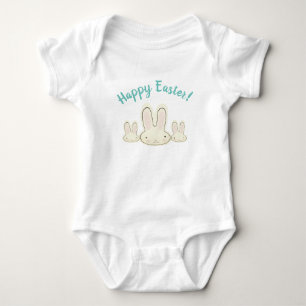 Happy Easter cute pastel bunnies custom script Baby Bodysuit