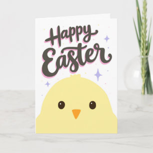 Happy Easter Cute Pastel Chick Cartoon Card
