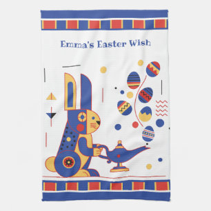 Happy Easter Cute Personalized add your text Tea Towel