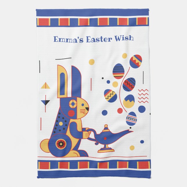Happy Easter Cute Personalized add your text Tea Towel (Vertical)