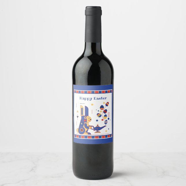 Happy Easter Cute Personalized Wine Label (Front)