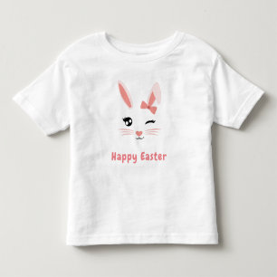 Happy Easter Cute Pink Bunny Face Toddler T-Shirt