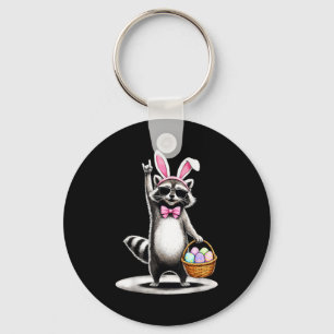 Happy easter cute racoon men women kids boys key ring
