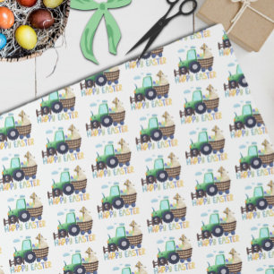 Happy Easter Cute Tractor Wrapping Paper