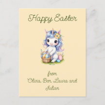 Happy Easter Cute Unicorn Postcard