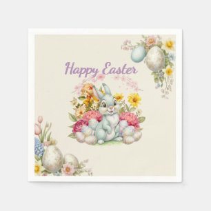 Happy Easter Cute Water Color bunny  Napkin