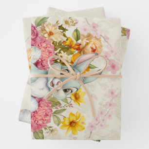 Happy Easter Cute Water Color bunny  Wrapping Paper Sheet