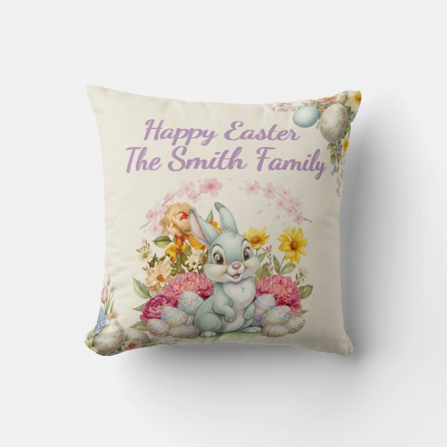Happy Easter Cute Water Colour bunny  Cushion (Front)