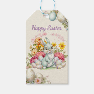 Happy Easter Cute Water Colour bunny Gift Tags