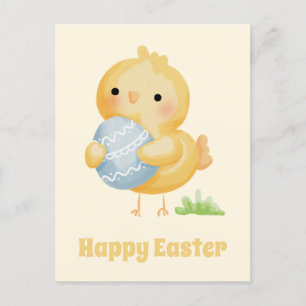 Happy Easter! Cute Watercolor Chick Postcard