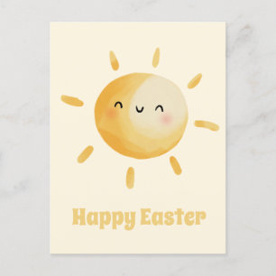 Happy Easter! Cute Watercolor Sun  Postcard