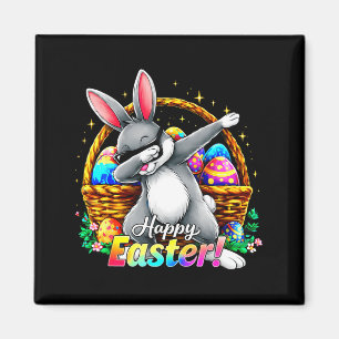 Happy Easter Dabbing Bunny Funny Egg Basket Men Bo Magnet