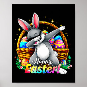 Happy Easter Dabbing Bunny Funny Egg Basket Men Bo Poster