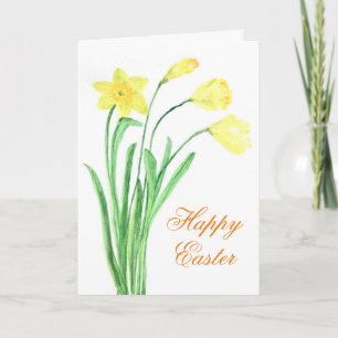 Happy Easter Daffodil Yellow Floral Cute Holiday Card