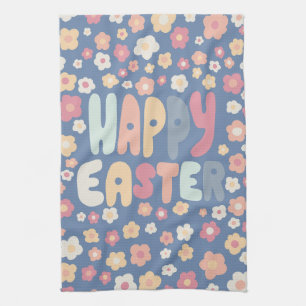 HAPPY EASTER Daisies Floral Cheerful Unique Spring Tea Towel