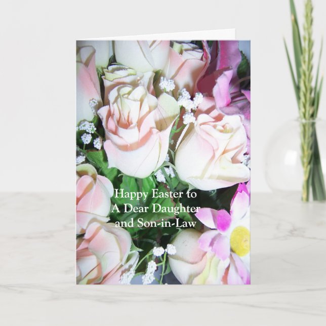 Happy Easter Daughter And Son-in-Law Card Roses (Front)