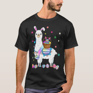 Happy Easter Day 2022 Llama Bunny Bringing Eggs Ba T-Shirt