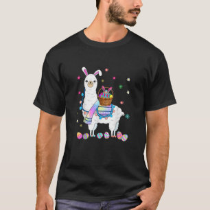 Happy Easter Day 2022 Llama Bunny Bringing Eggs Ba T-Shirt