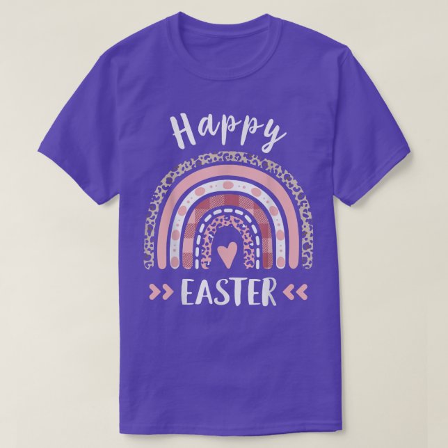 Happy Easter Day 2022 Rainbow Leopard Print, Happy T-Shirt (Design Front)