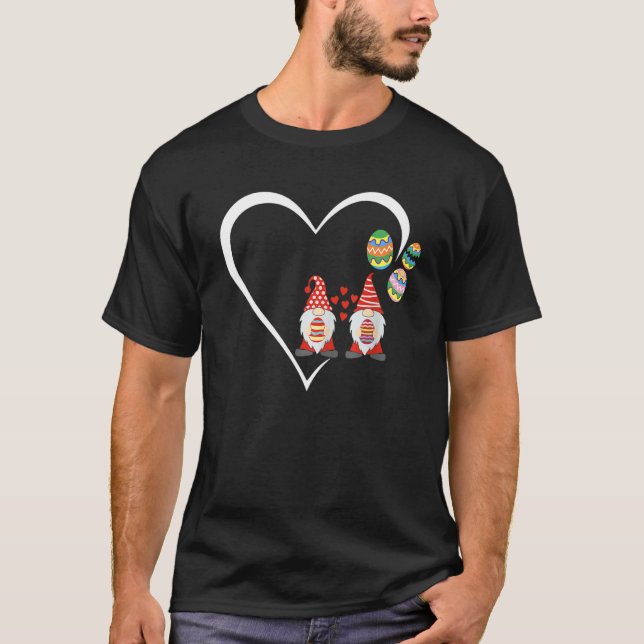 Happy Easter Day 2022 Trio Bunny Gnome Heart Hug E T-Shirt (Front)