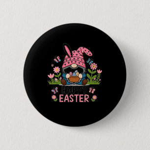 Happy Easter Day 2025 Bunny Gnome 6 Cm Round Badge