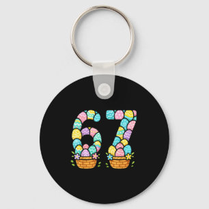 Happy Easter Day 67 Bunny Six Seven 6 7 Eggs Easte Key Ring